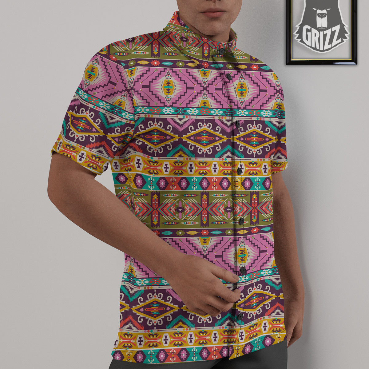 Inspired Native Print Pattern Untucked Shirts-grizzshop