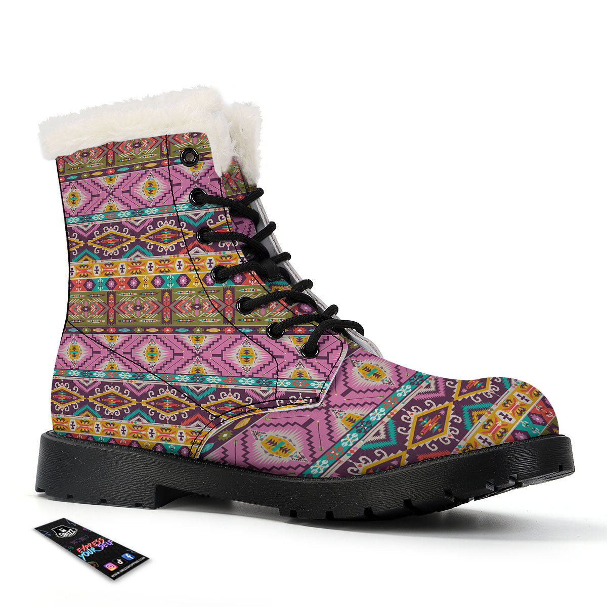 Inspired Native Print Pattern Winter Boots-grizzshop