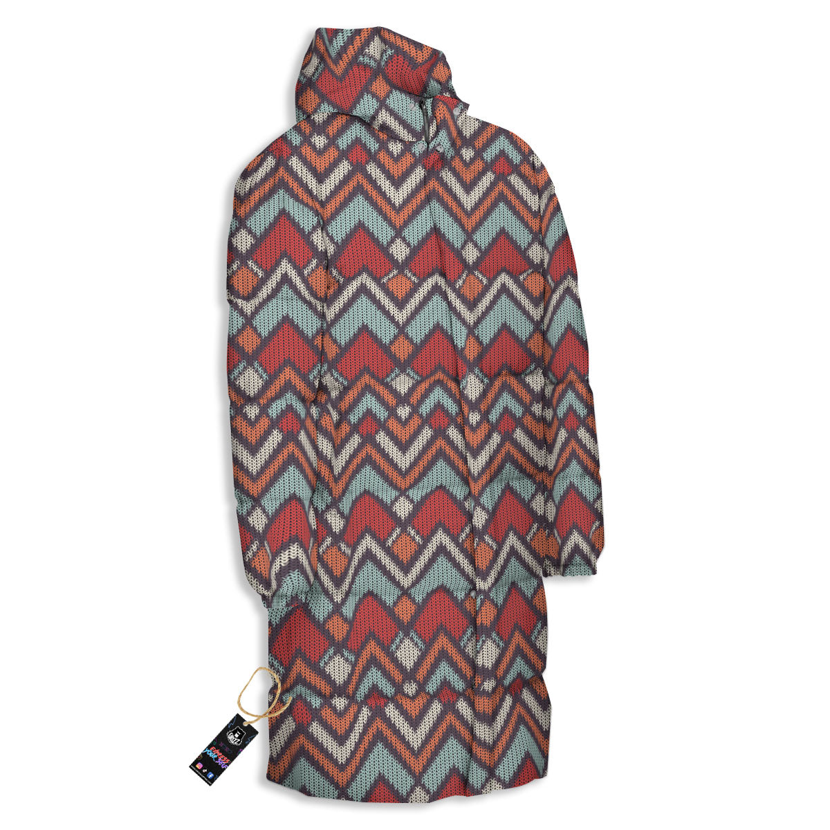 Inspired Native Tribal Print Pattern Long Down Jacket-grizzshop