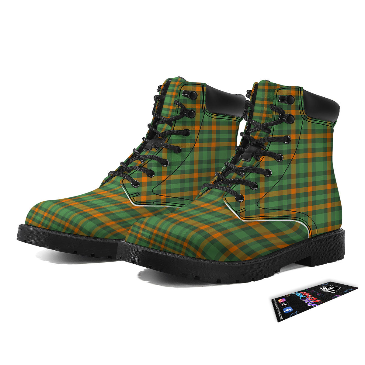 Irish Plaid Themed Print Pattern Boots-grizzshop