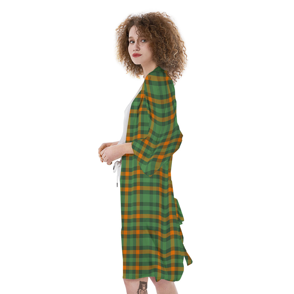 Irish Plaid Themed Print Pattern Kimono-grizzshop