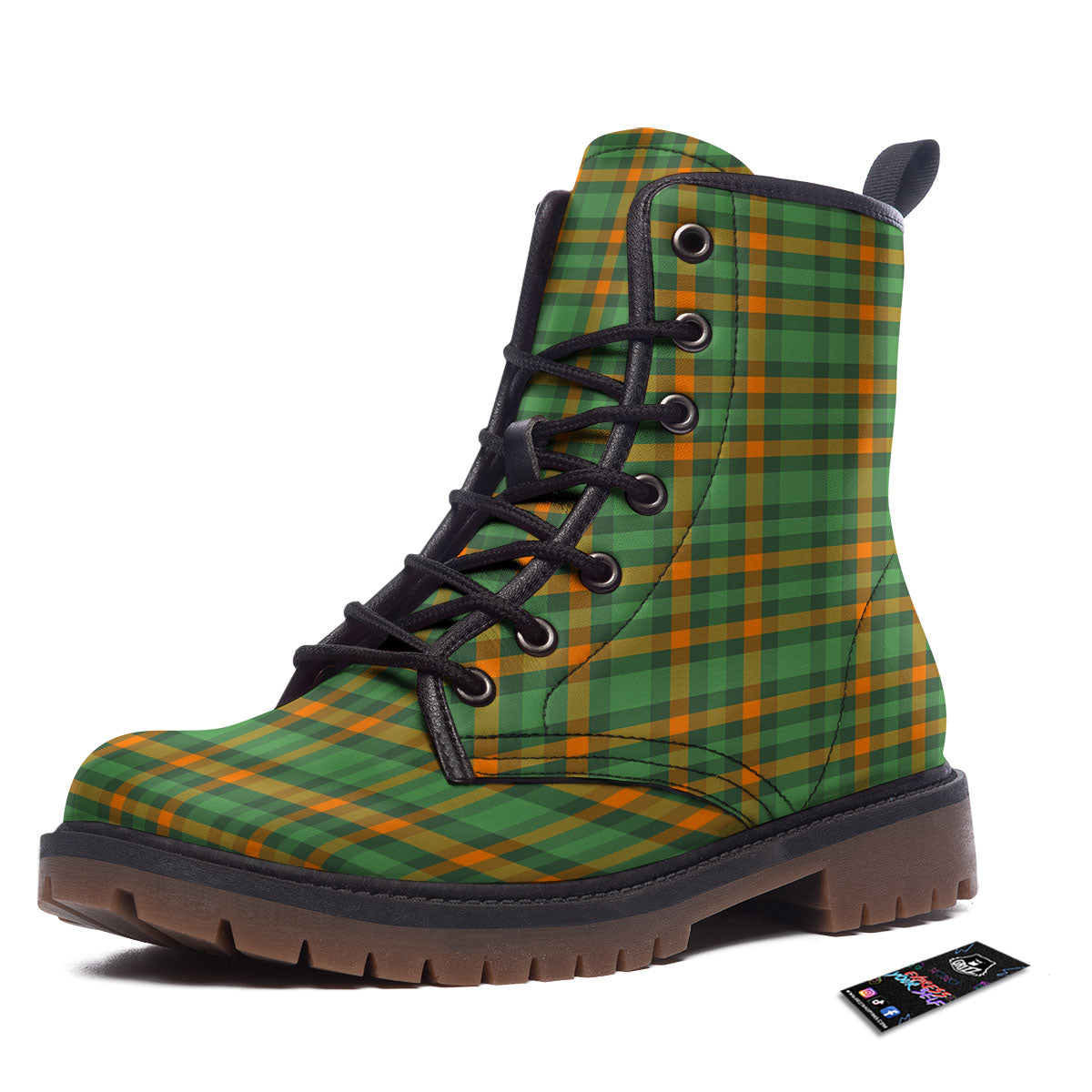Irish Plaid Themed Print Pattern Work Boots-grizzshop