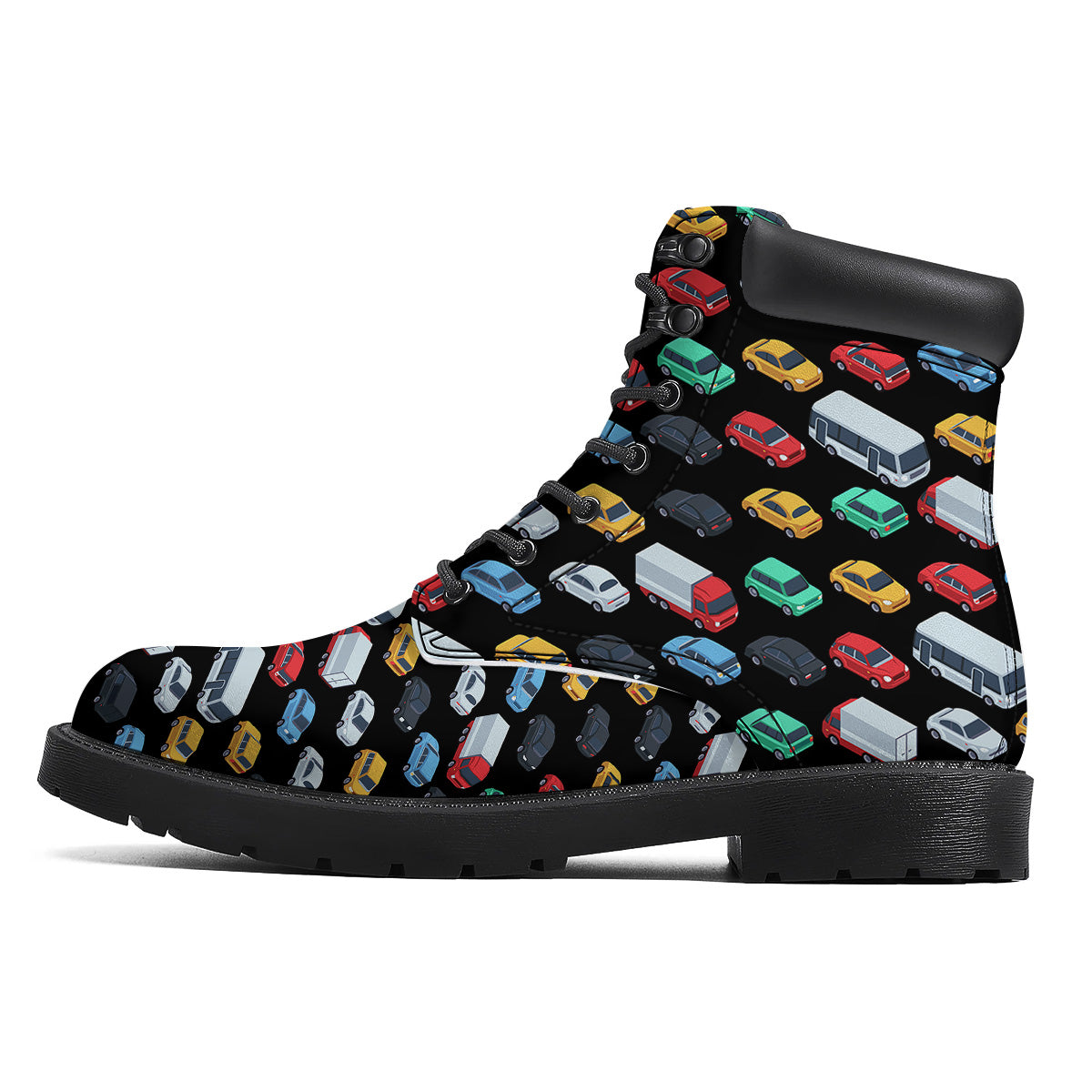 Isometric Cars Colorful Print Pattern Boots-grizzshop