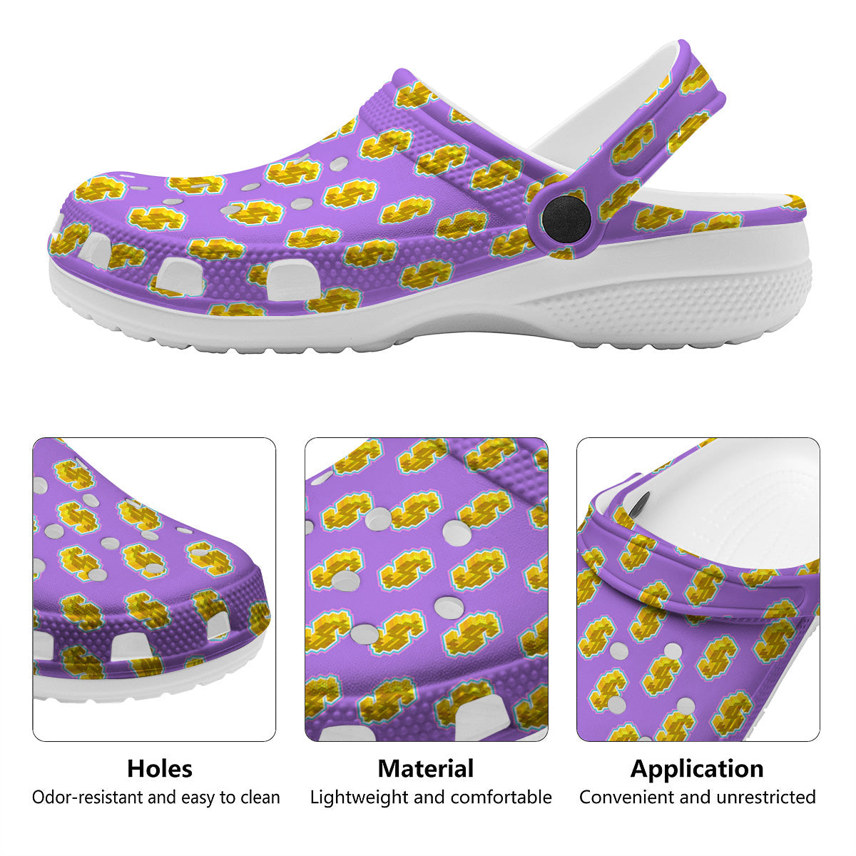 Isometric Gold Dollar Print Pattern Clog-grizzshop