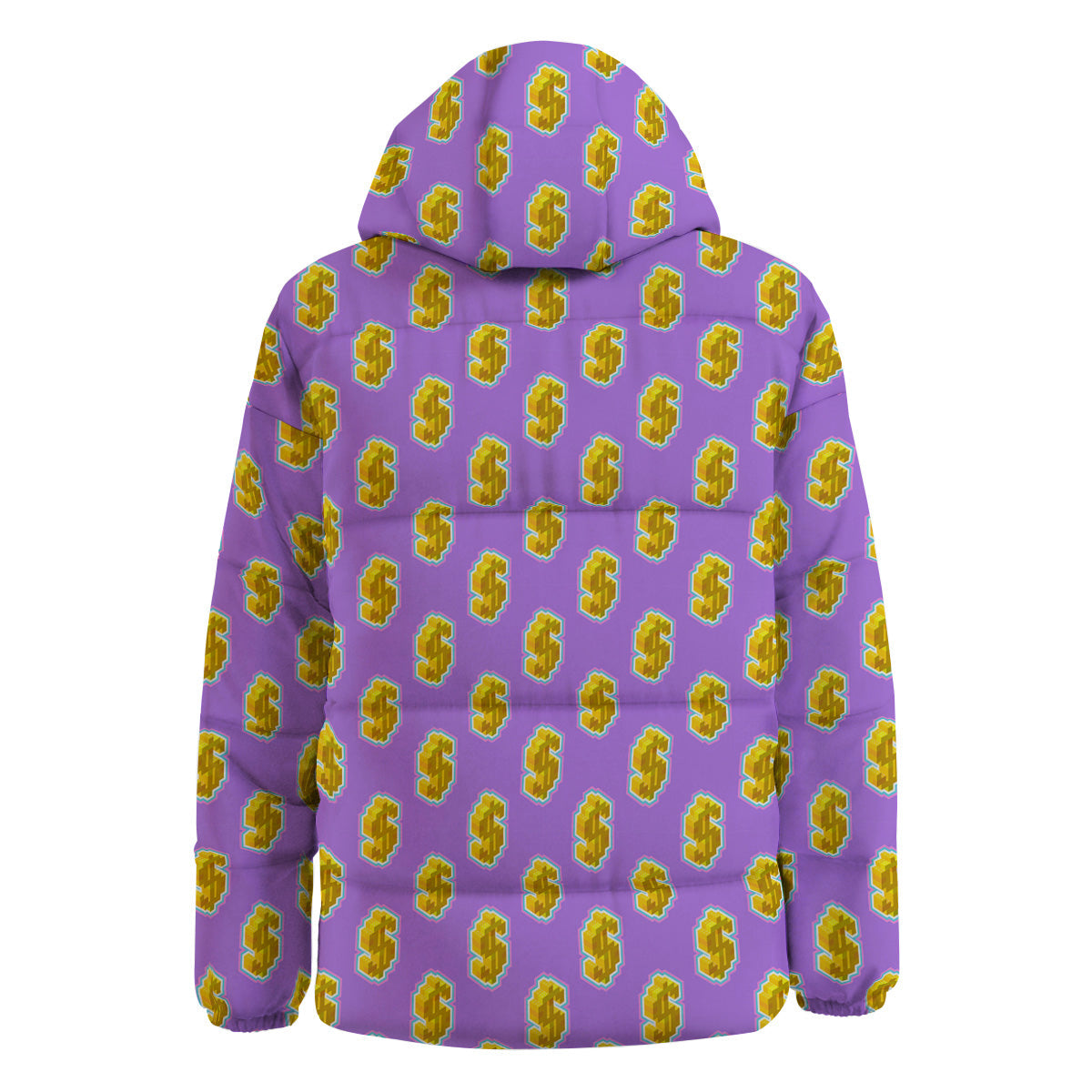 Isometric Gold Dollar Print Pattern Down Jacket-grizzshop