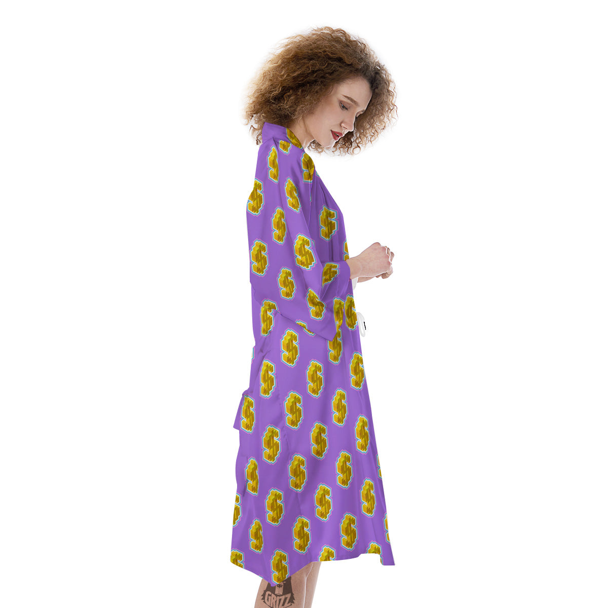 Isometric Gold Dollar Print Pattern Kimono-grizzshop