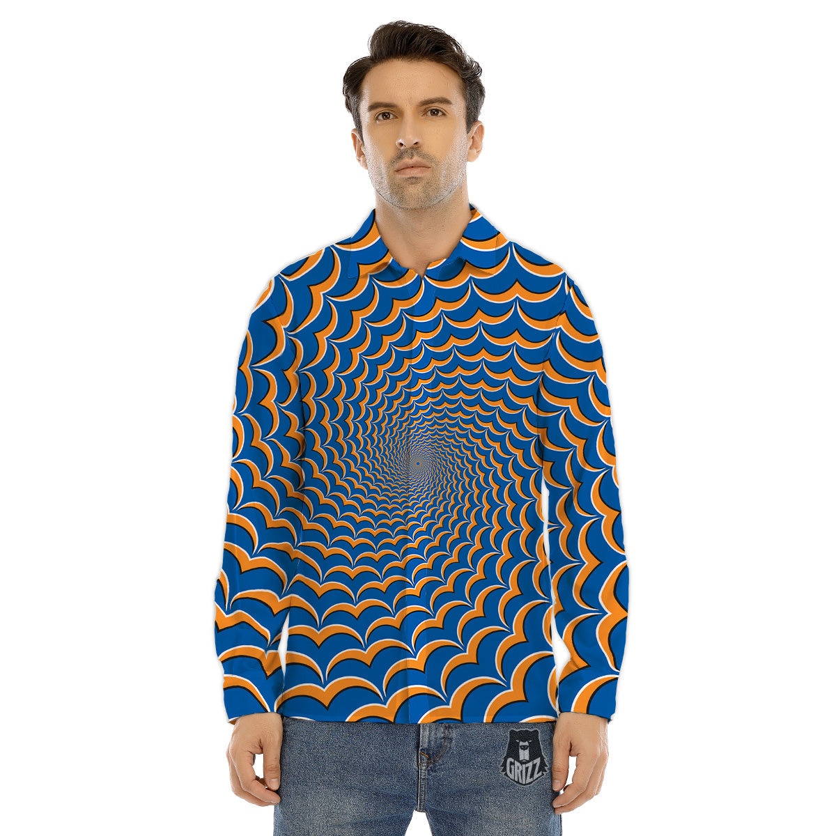 Isometric Gold Dollar Print Pattern Men's Dress Shirts-grizzshop