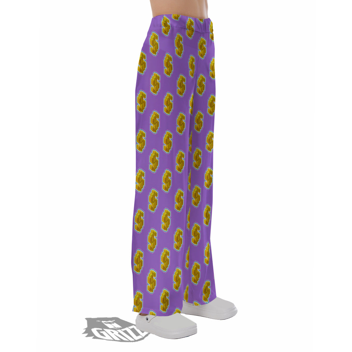 Isometric Gold Dollar Print Pattern Pajama Pants-grizzshop