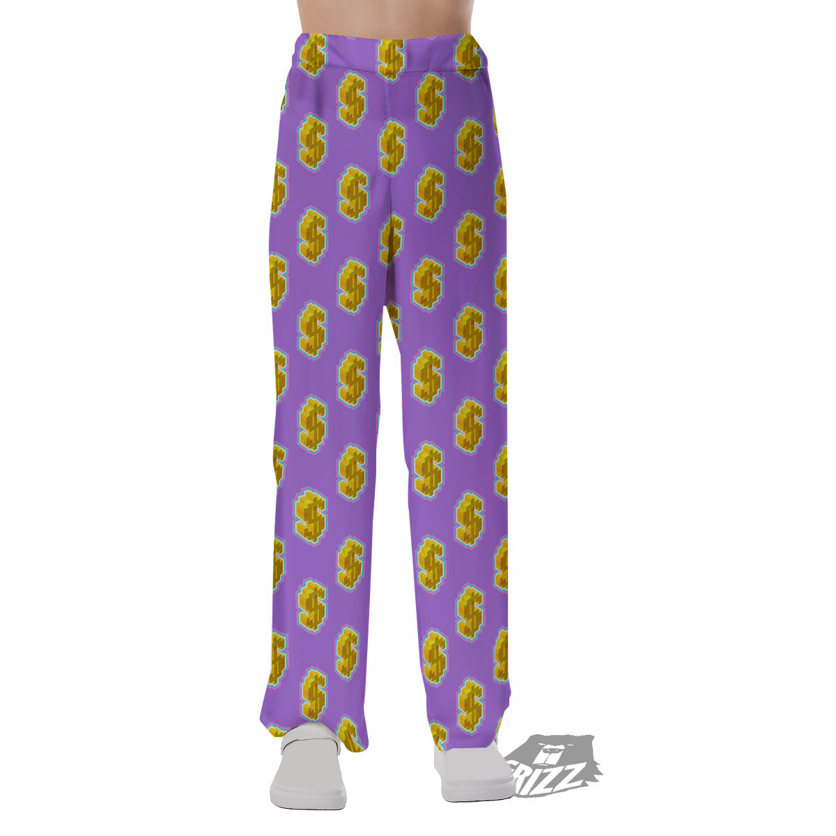 Isometric Gold Dollar Print Pattern Pajama Pants-grizzshop