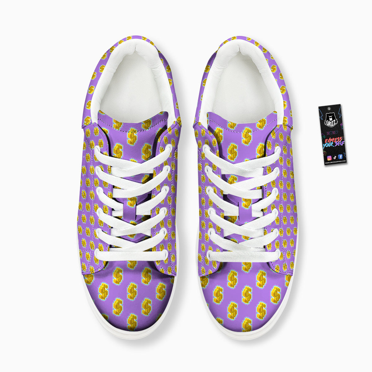 Isometric Gold Dollar Print Pattern Platform Shoes-grizzshop