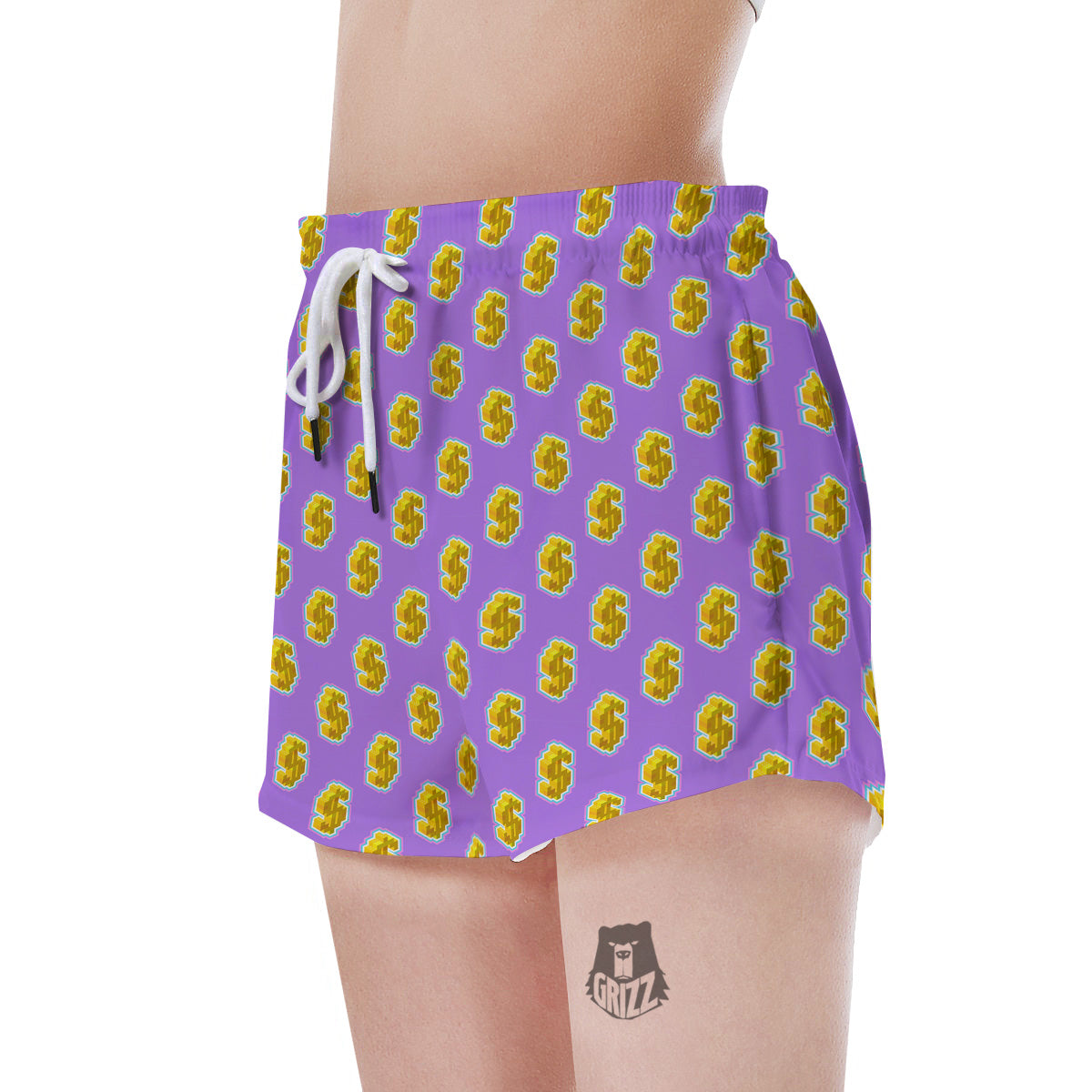 Isometric Gold Dollar Print Pattern Women's Shorts-grizzshop