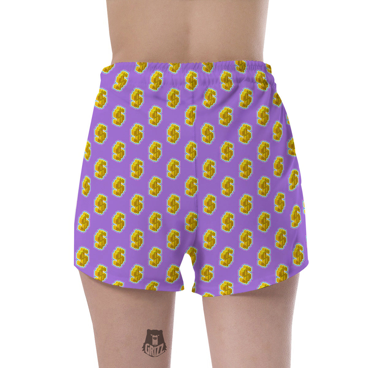Isometric Gold Dollar Print Pattern Women's Shorts-grizzshop