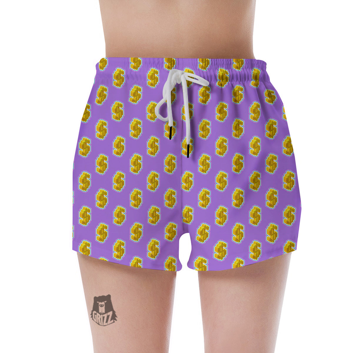 Isometric Gold Dollar Print Pattern Women's Shorts-grizzshop