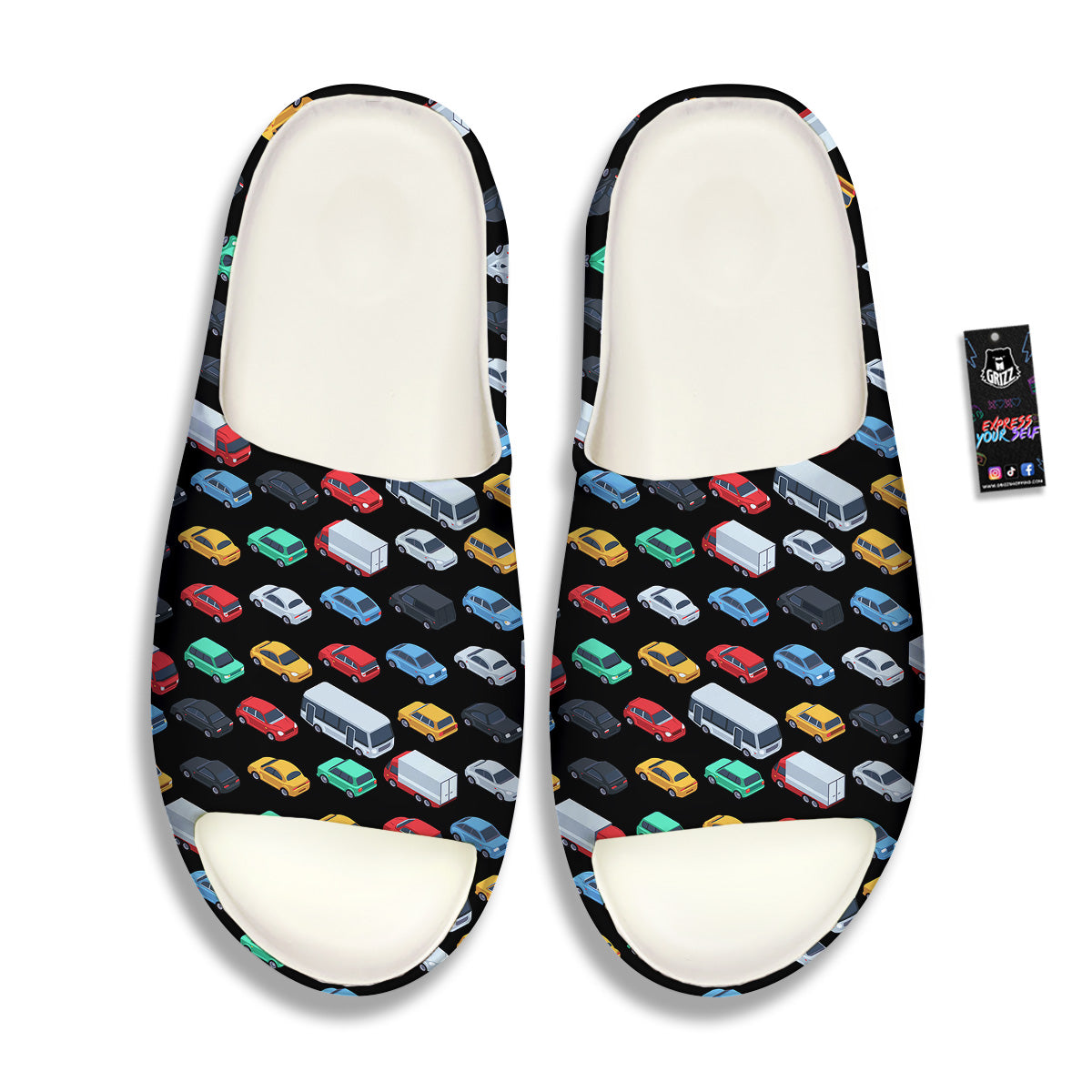 Isometric Cars Colorful Print Pattern Sandals-grizzshop