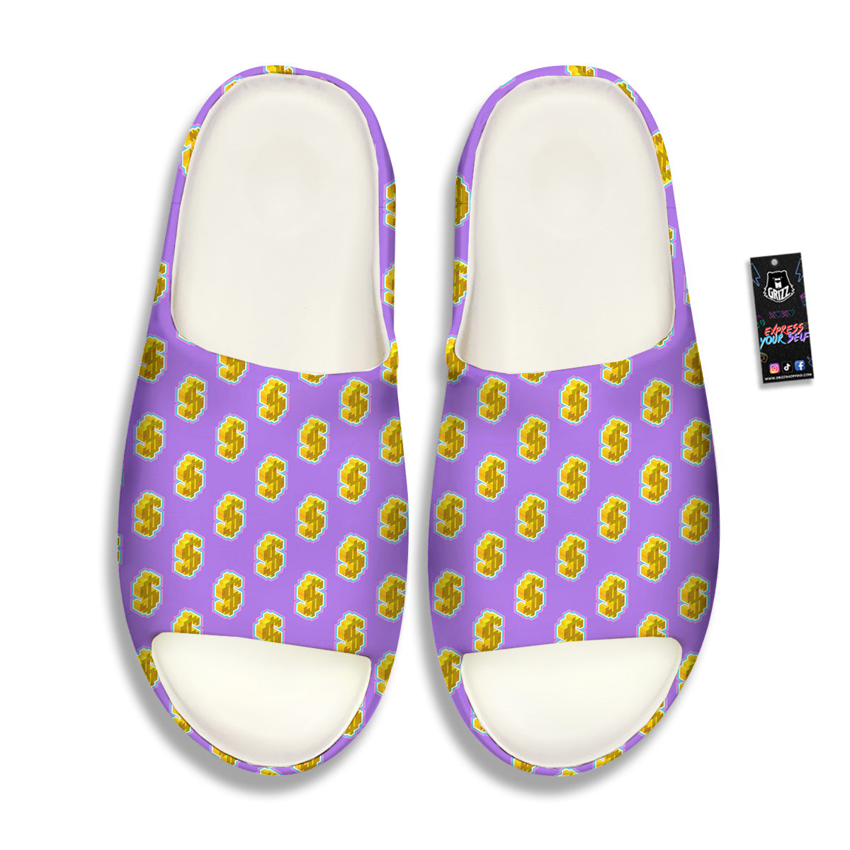Isometric Gold Dollar Print Pattern Sandals-grizzshop