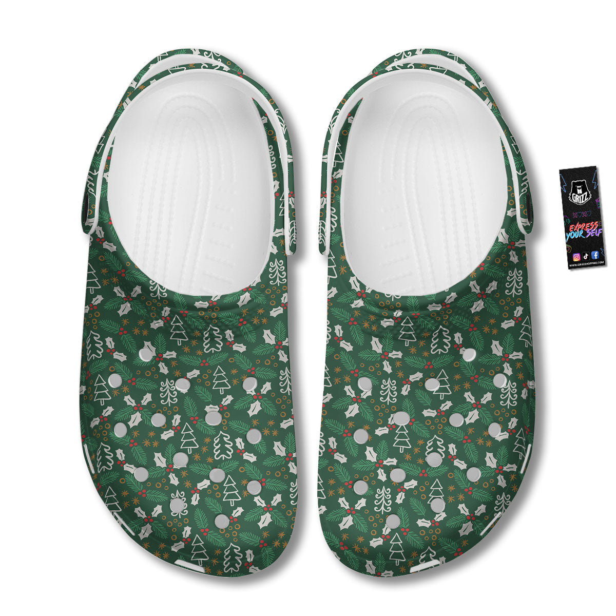 Ivy Leaf Christmas Print Pattern Clog-grizzshop