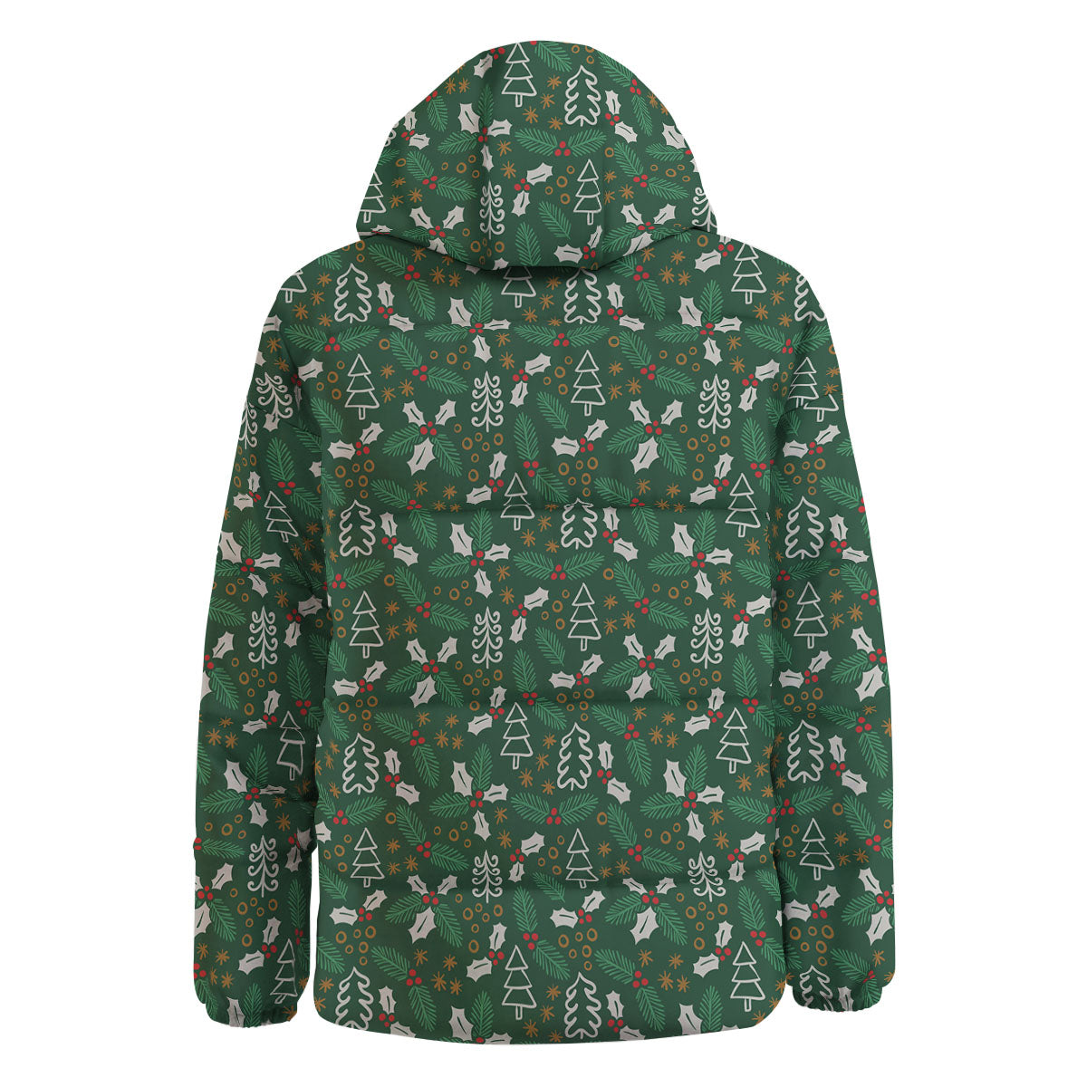 Ivy Leaf Christmas Print Pattern Down Jacket-grizzshop