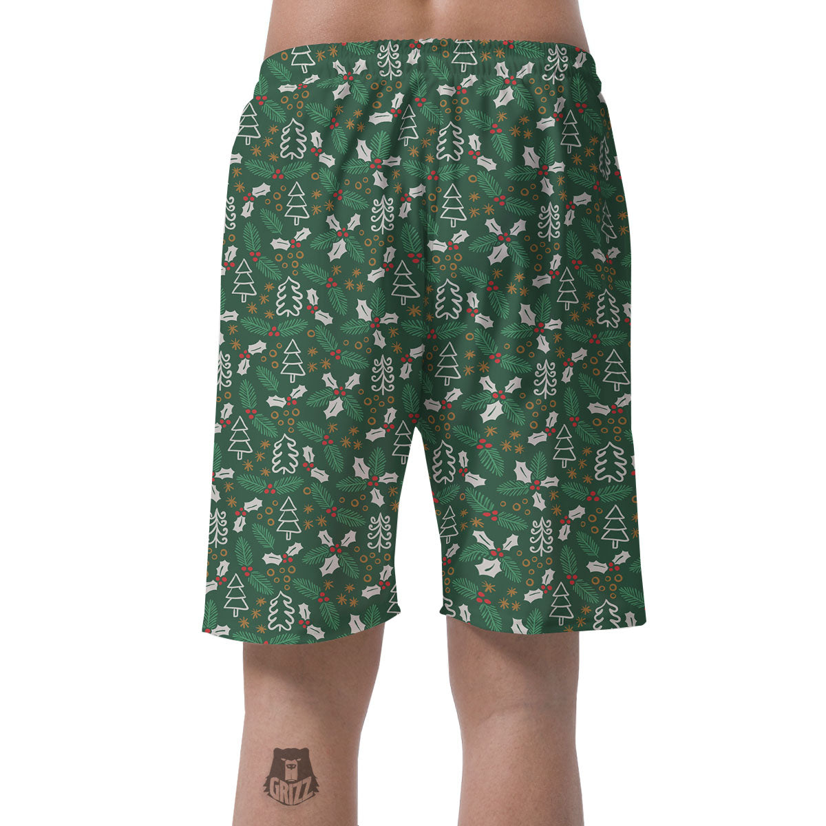 Ivy Leaf Christmas Print Pattern Men's Shorts-grizzshop