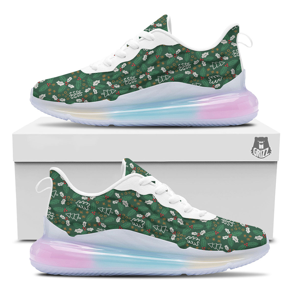 Ivy Leaf Christmas Print Pattern Running Sneakers-grizzshop