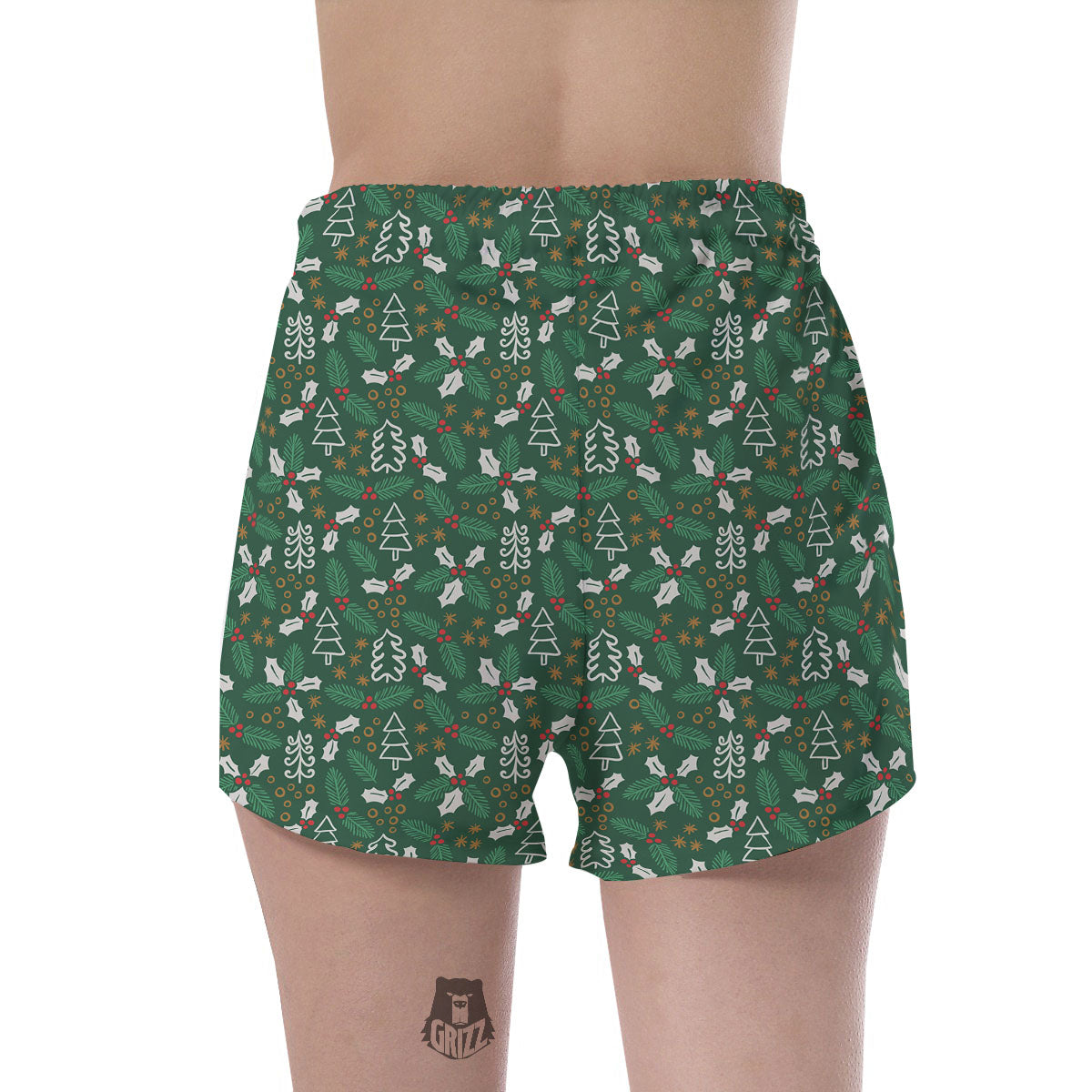 Ivy Leaf Christmas Print Pattern Women's Shorts-grizzshop