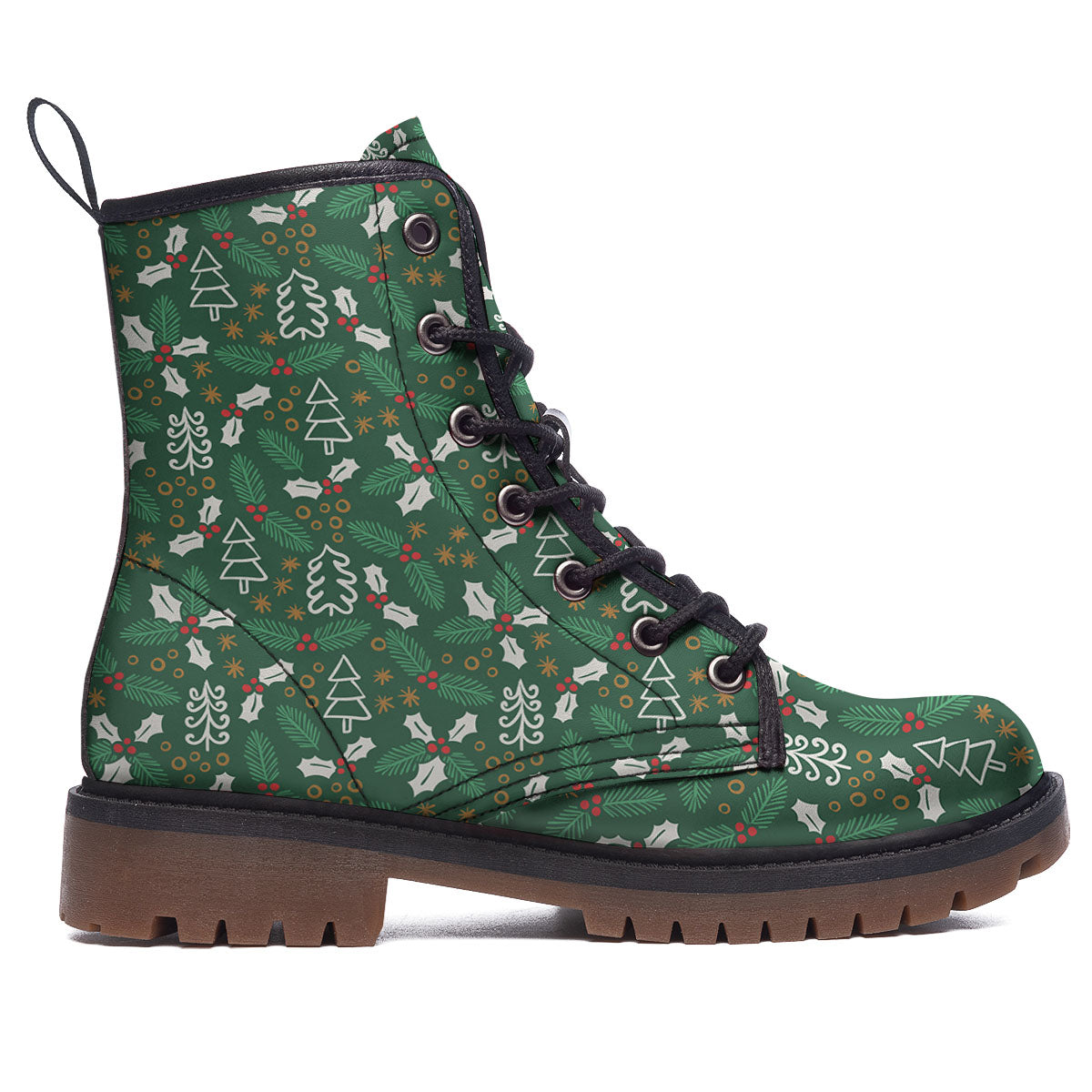 Ivy Leaf Christmas Print Pattern Work Boots-grizzshop