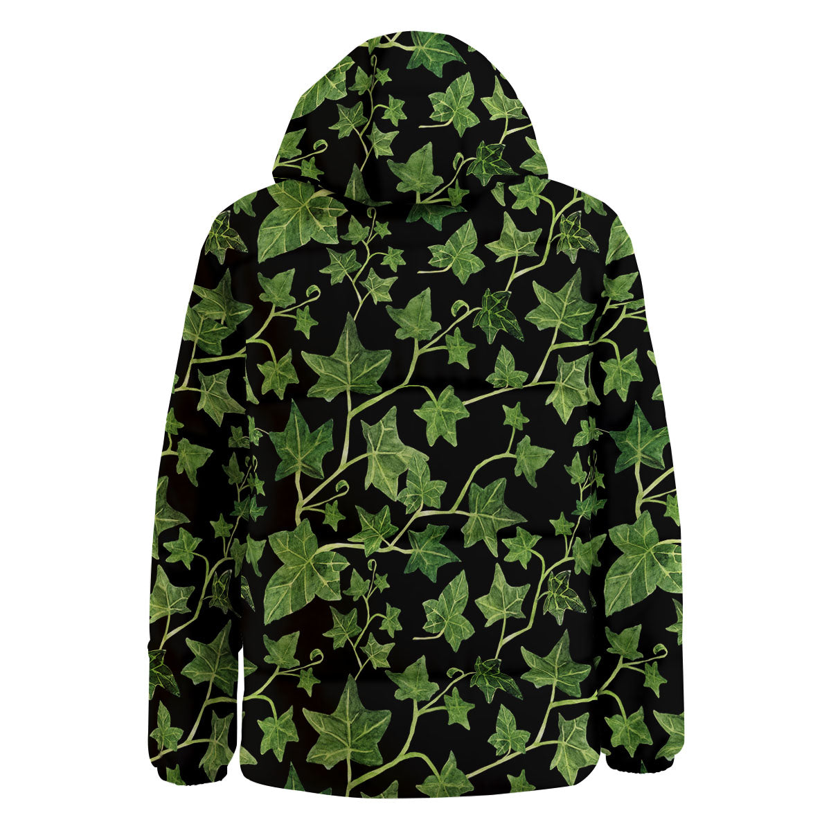 Ivy Leaf Green Print Down Jacket-grizzshop