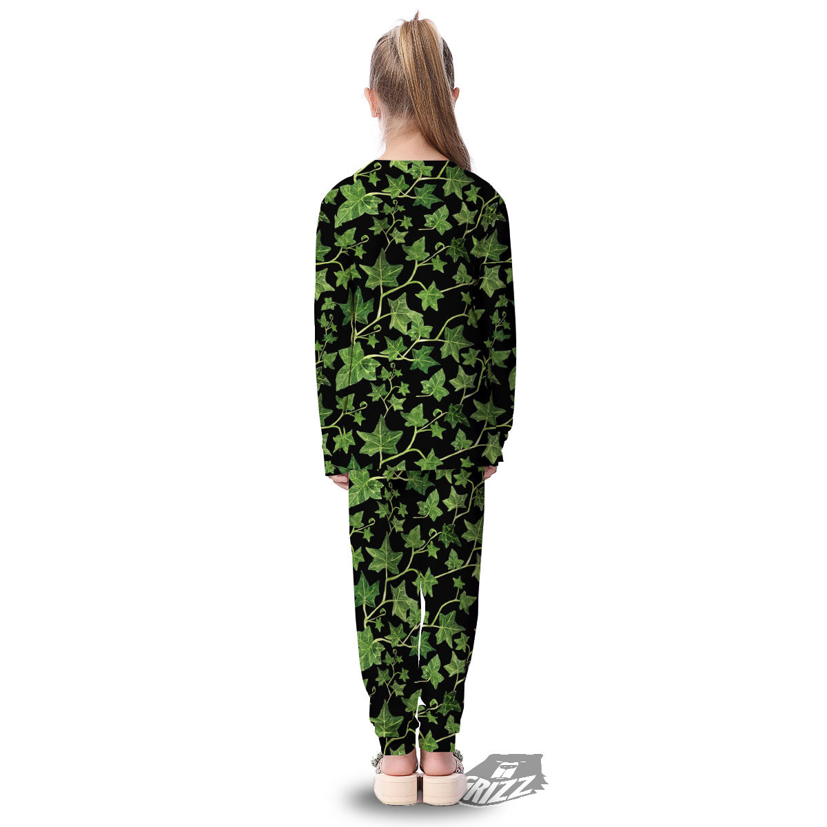 Ivy Leaf Green Print Kid's Pajamas-grizzshop