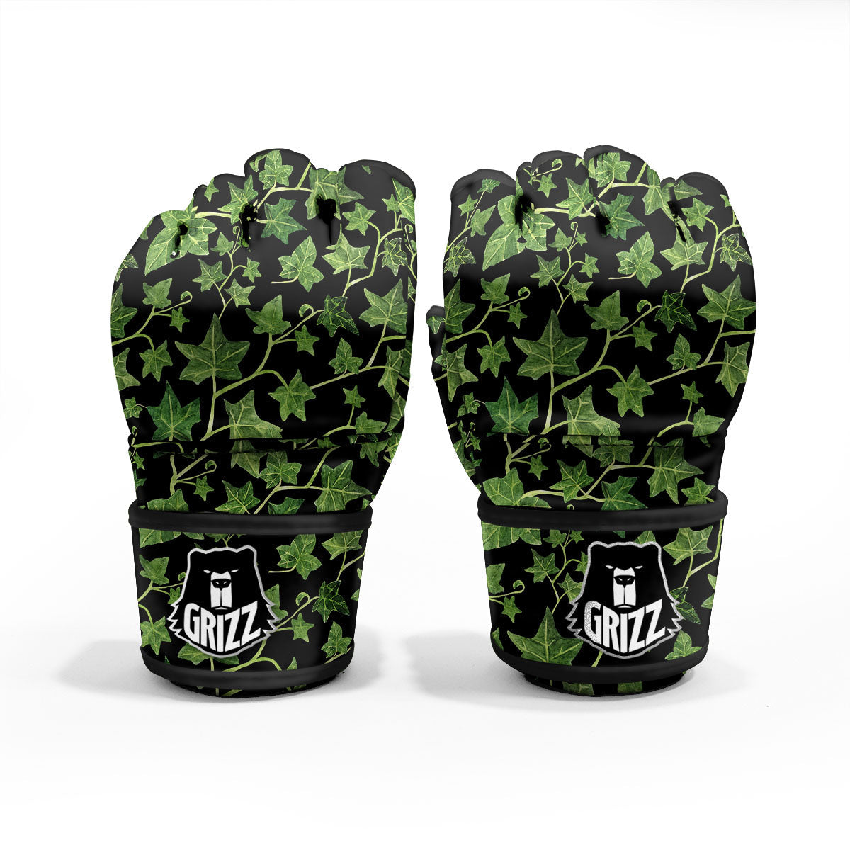 Ivy Leaf Green Print MMA Gloves-grizzshop