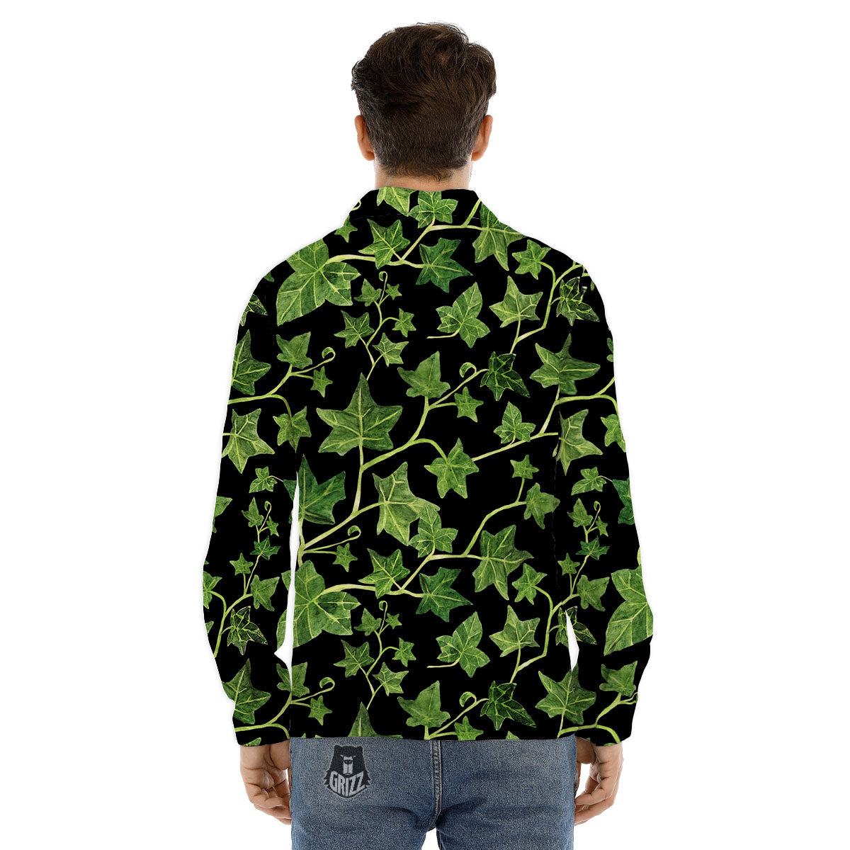 Ivy Leaf Green Print Men's Dress Shirts-grizzshop