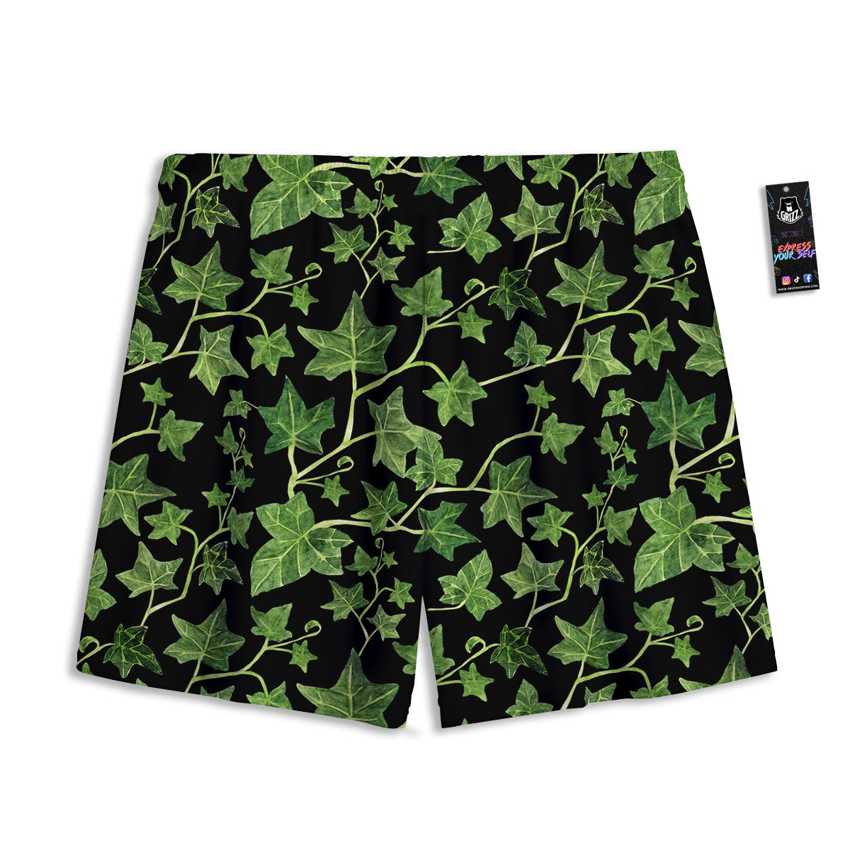 Ivy Leaf Green Print Mesh Shorts