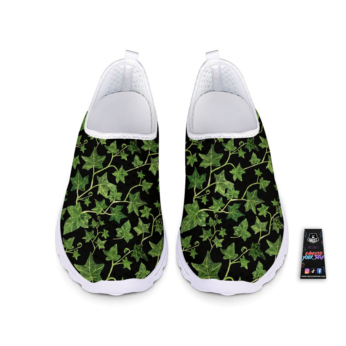 Ivy Leaf Green Print Nurse Shoes-grizzshop