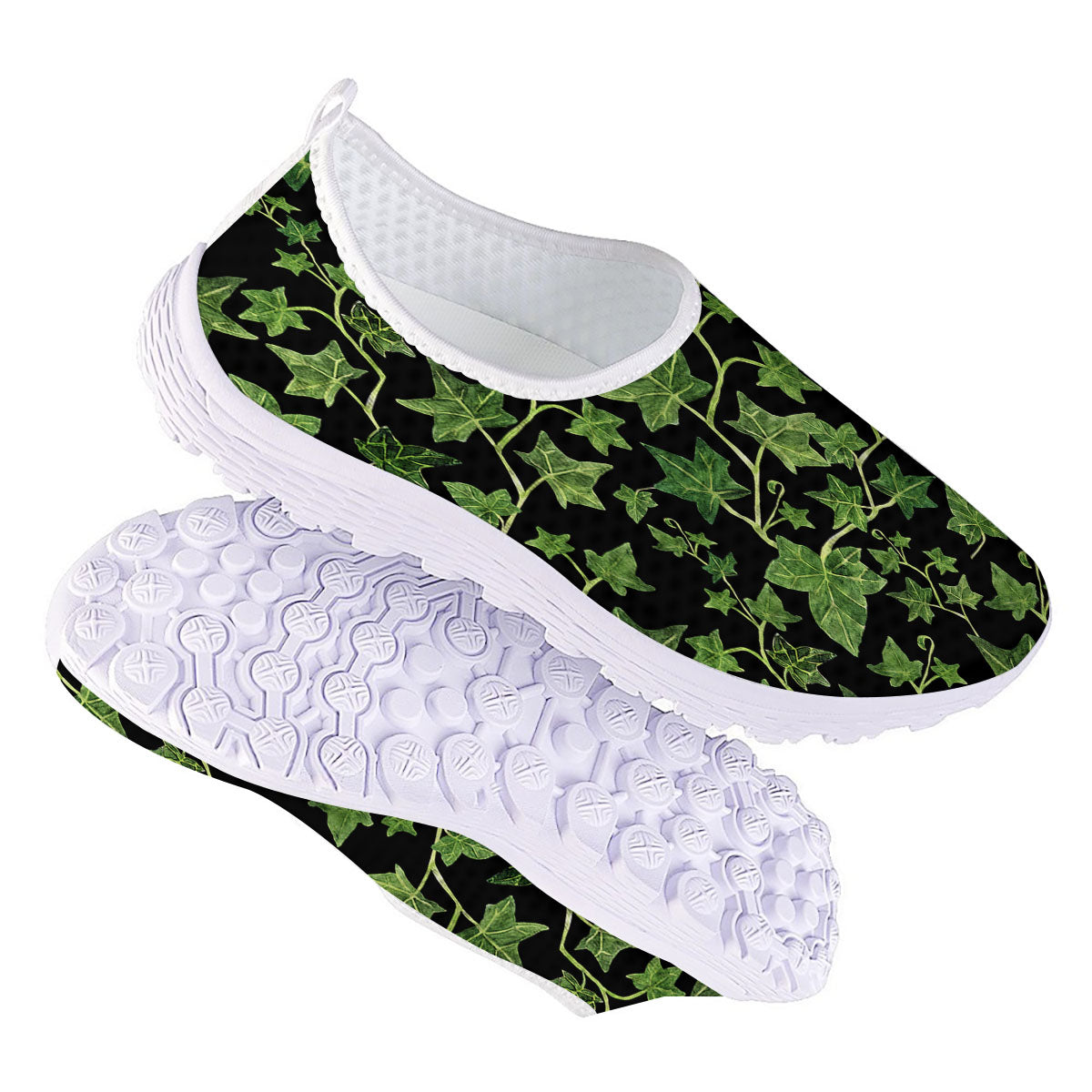 Ivy Leaf Green Print Nurse Shoes-grizzshop