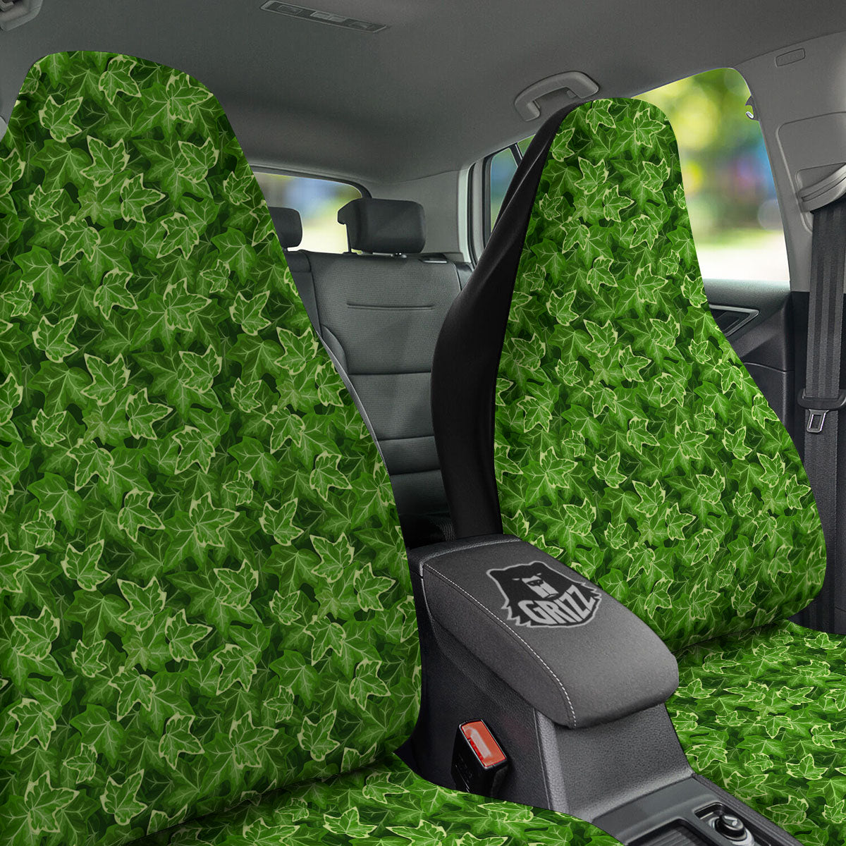 Ivy Leaf Green Print Pattern Car Seat Covers-grizzshop