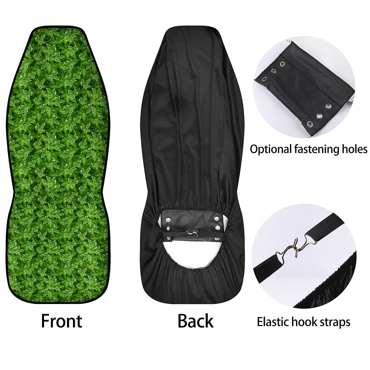 Ivy Leaf Green Print Pattern Car Seat Covers-grizzshop