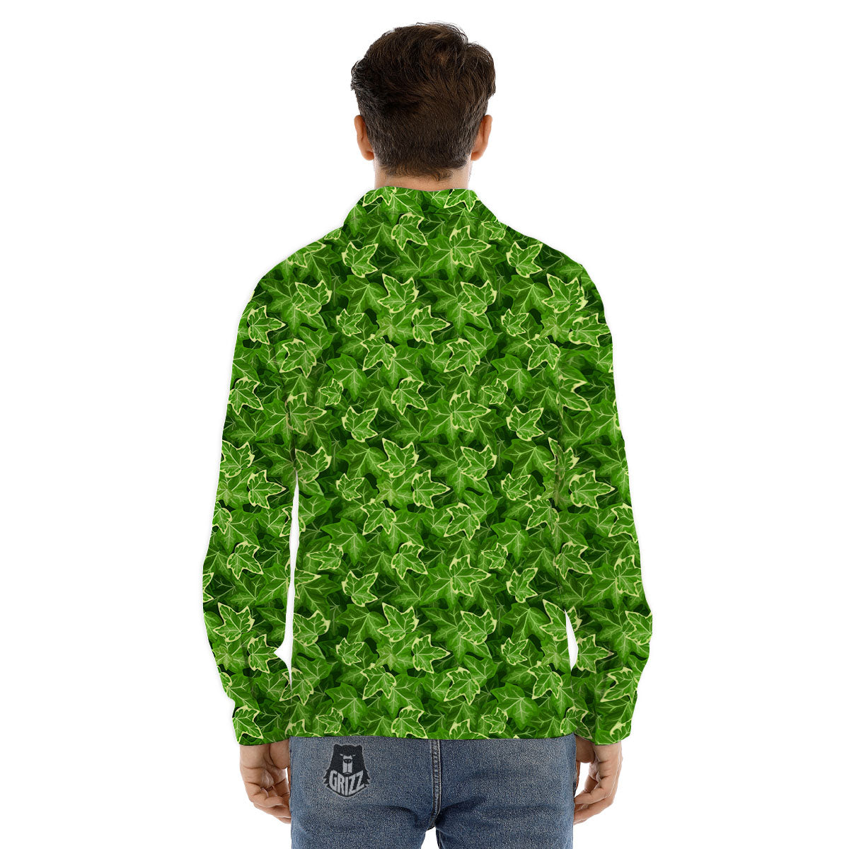 Ivy Leaf Green Print Pattern Men's Dress Shirts-grizzshop