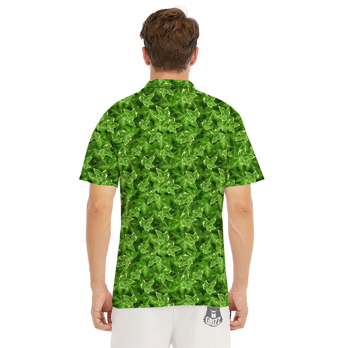 Ivy Leaf Green Print Pattern Men's Golf Shirts-grizzshop