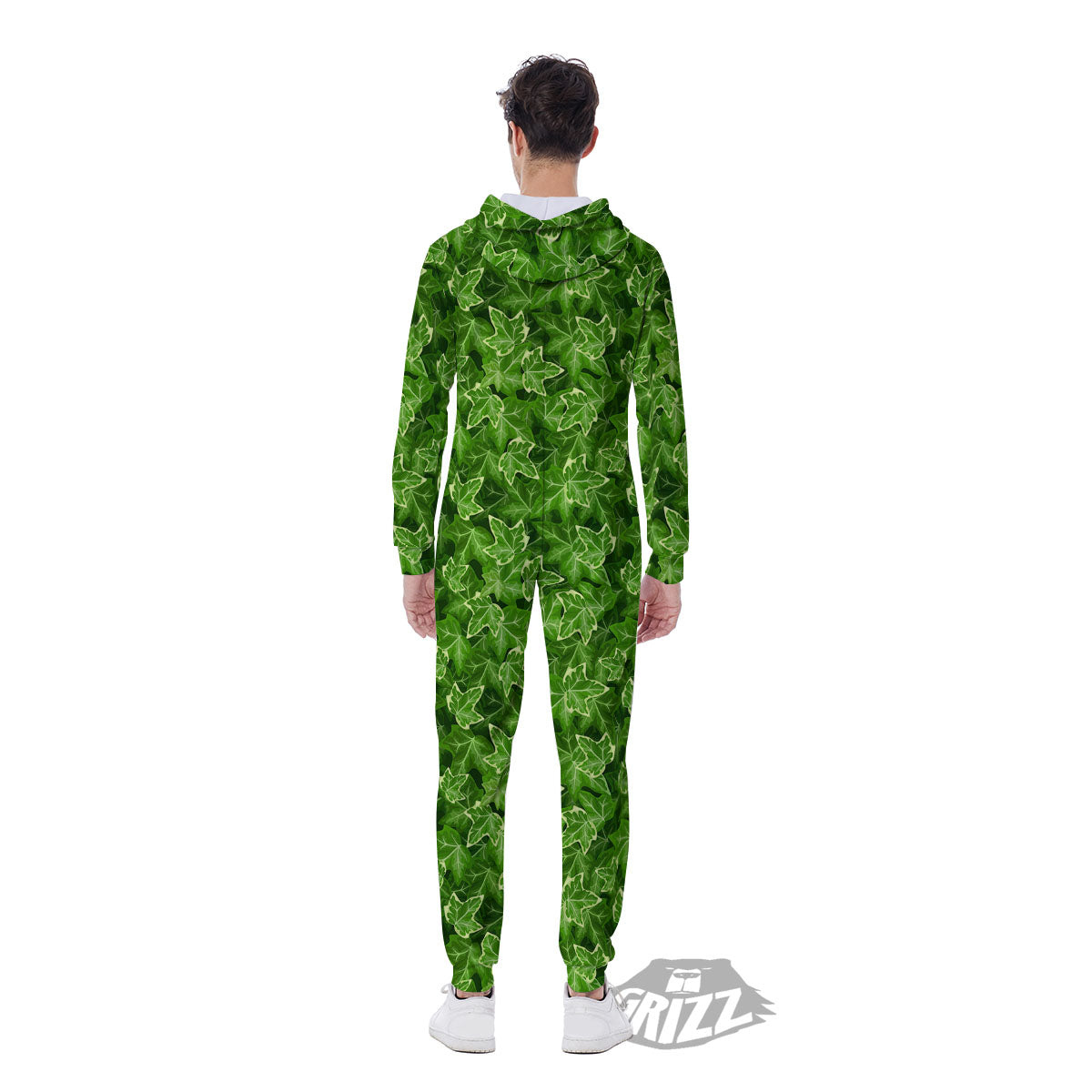 Ivy Leaf Green Print Pattern Men's Jumpsuit-grizzshop
