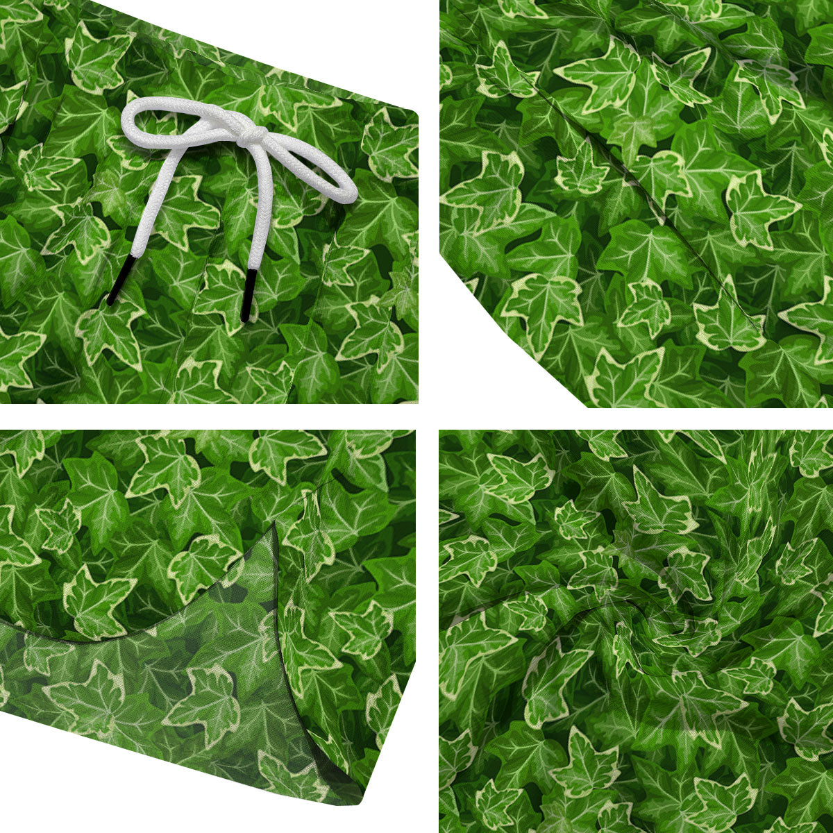 Ivy Leaf Green Print Pattern Men's Running Shorts-grizzshop