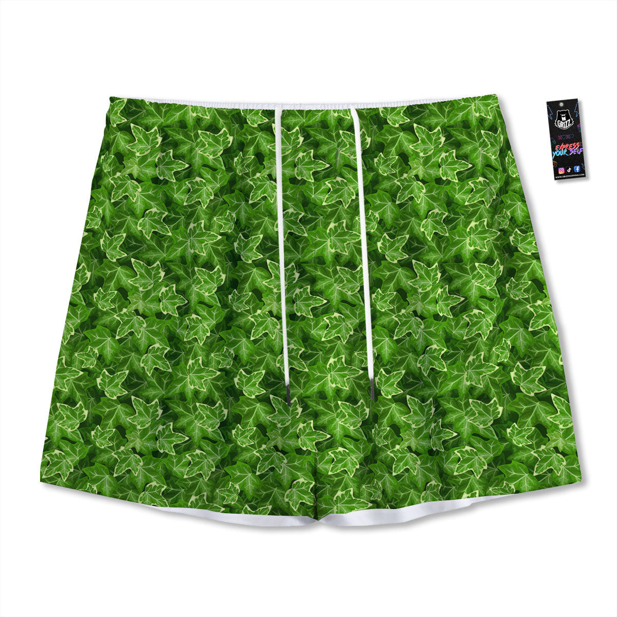 Ivy Leaf Green Print Pattern Mesh Shorts