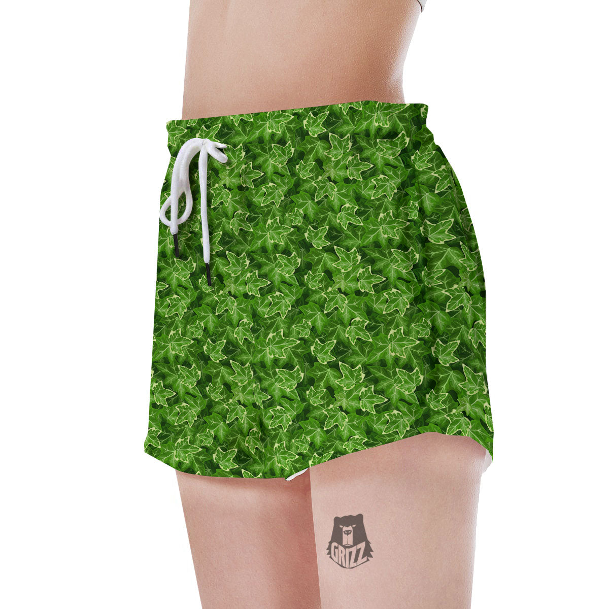 Ivy Leaf Green Print Pattern Women's Shorts-grizzshop