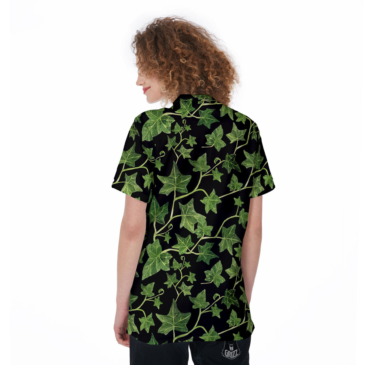 Ivy Leaf Green Print Women's Golf Shirts-grizzshop