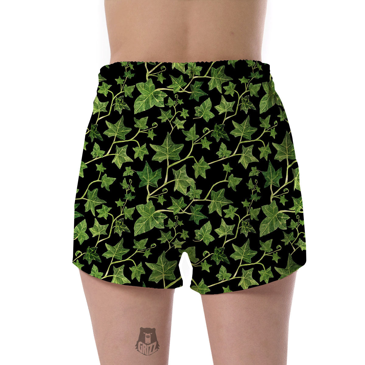 Ivy Leaf Green Print Women's Shorts-grizzshop