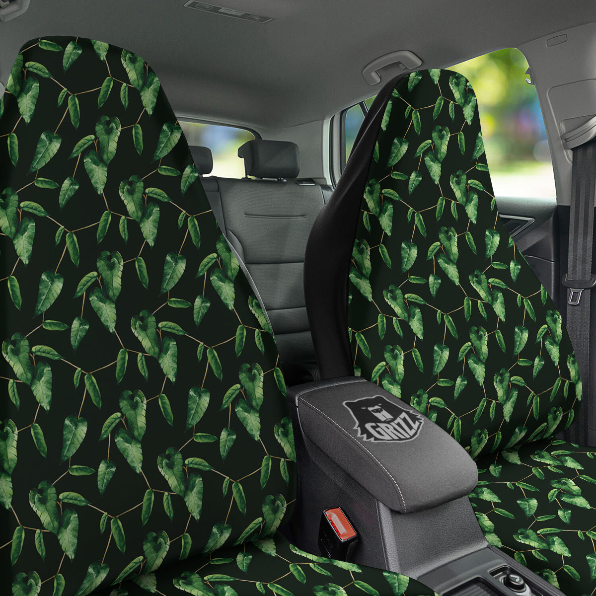 Ivy Leaf Watercolor Print Pattern Car Seat Covers-grizzshop