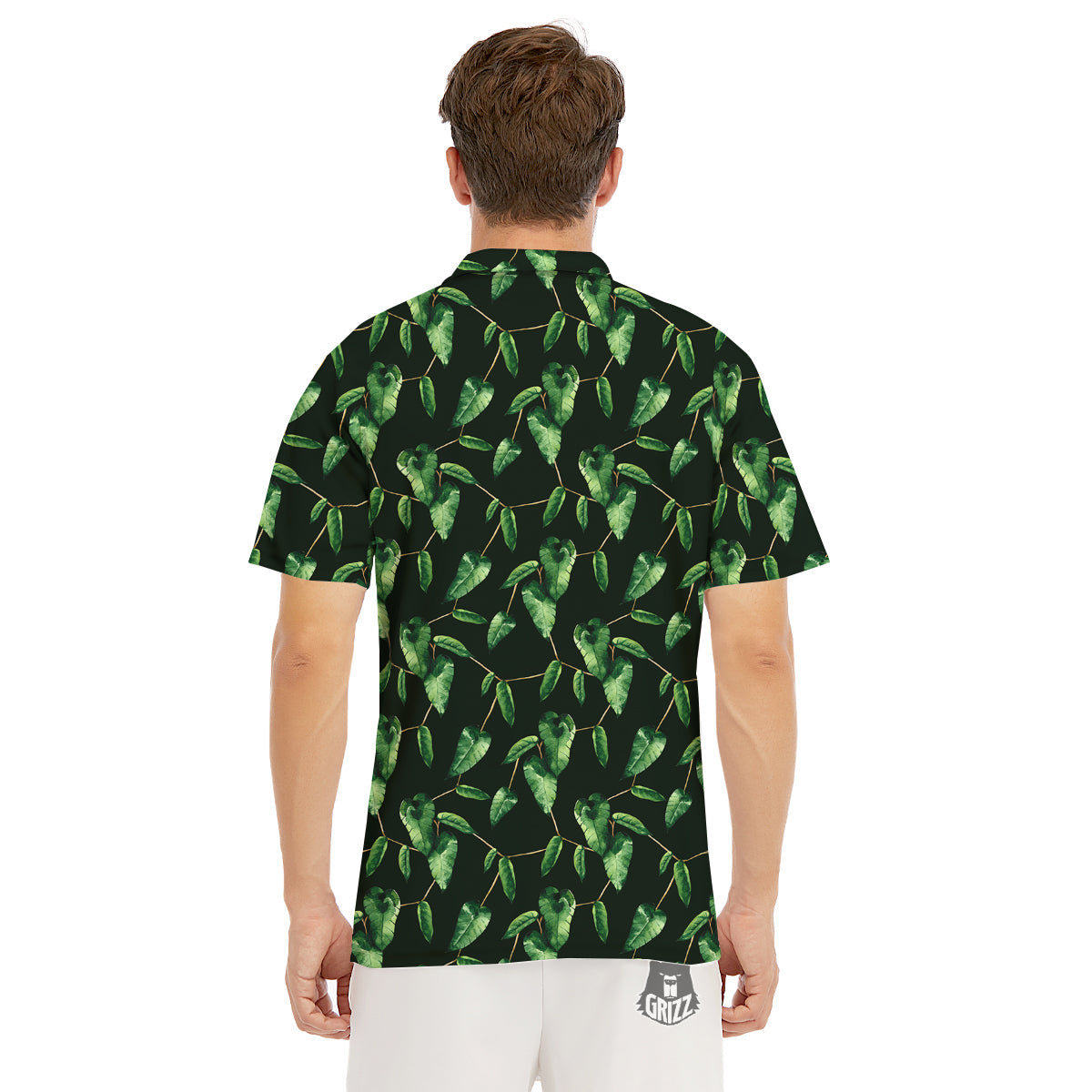 Ivy Leaf Watercolor Print Pattern Men's Golf Shirts-grizzshop