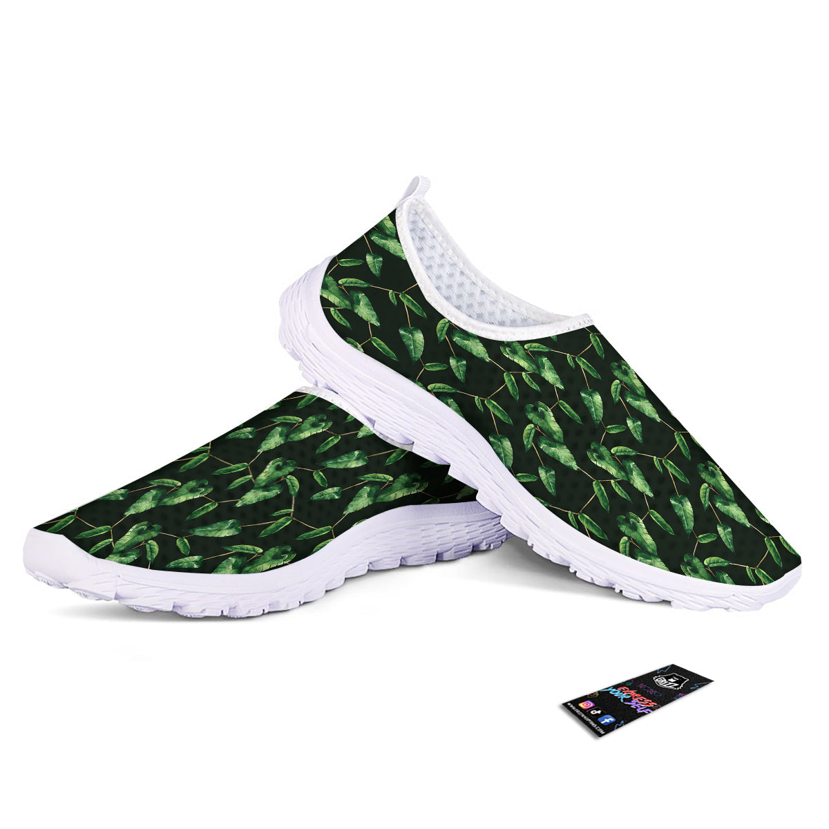 Ivy Leaf Watercolor Print Pattern Nurse Shoes-grizzshop