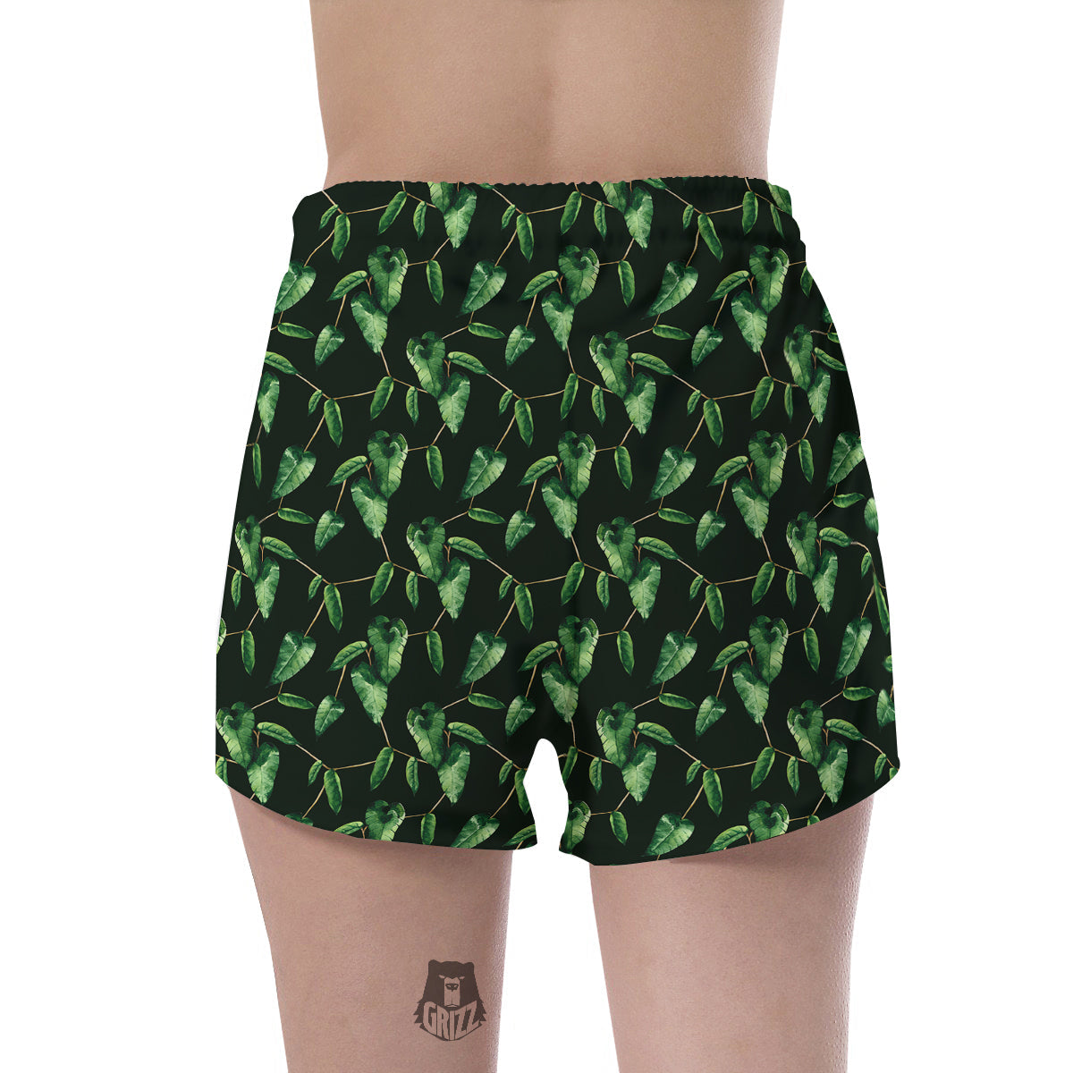 Ivy Leaf Watercolor Print Pattern Women's Shorts-grizzshop