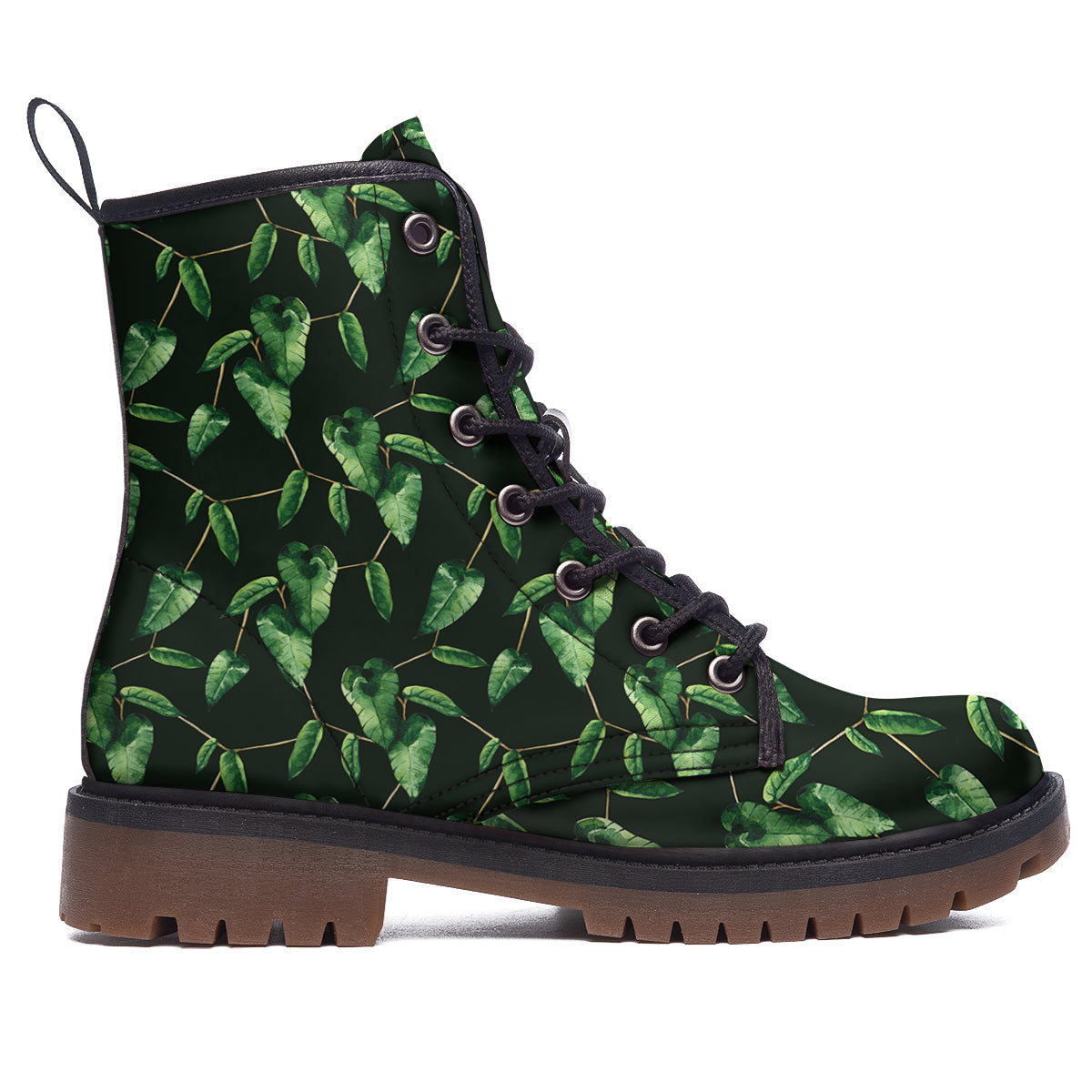 Ivy Leaf Watercolor Print Pattern Work Boots-grizzshop