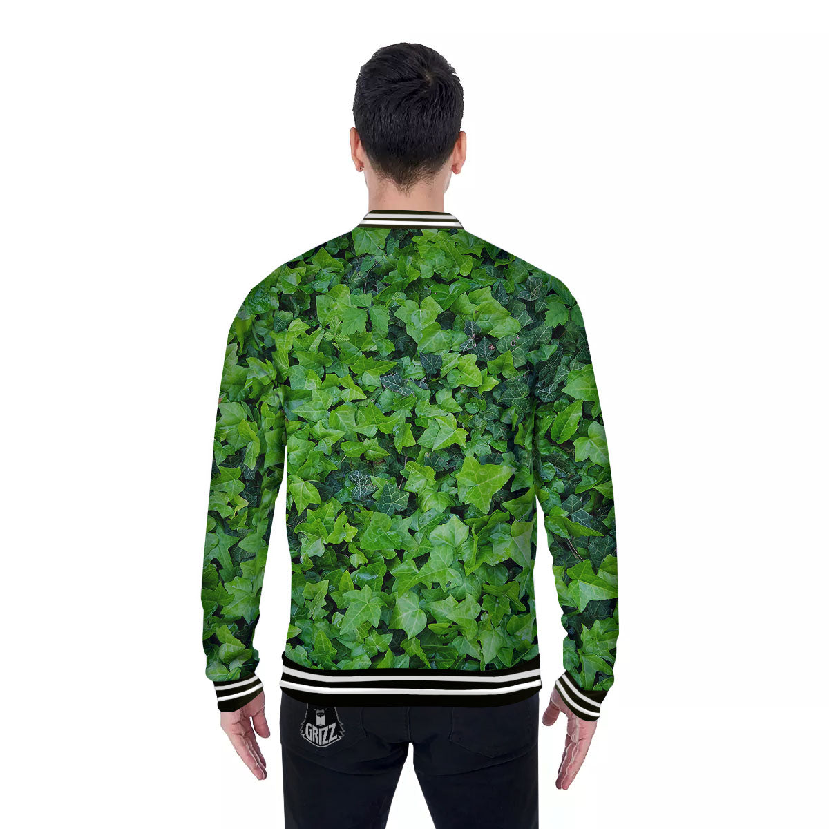 Ivy Wall Green Print Baseball Jacket-grizzshop