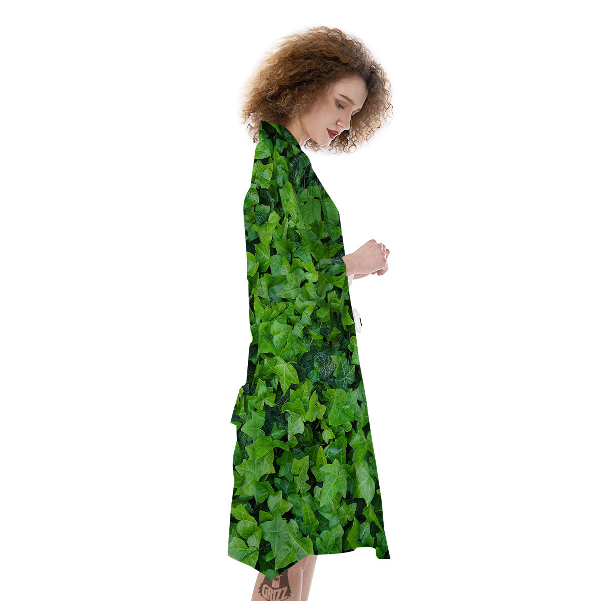 Ivy Wall Green Print Kimono-grizzshop