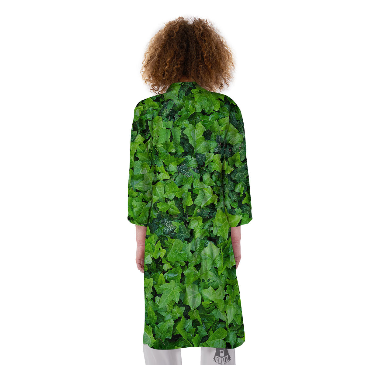 Ivy Wall Green Print Kimono-grizzshop